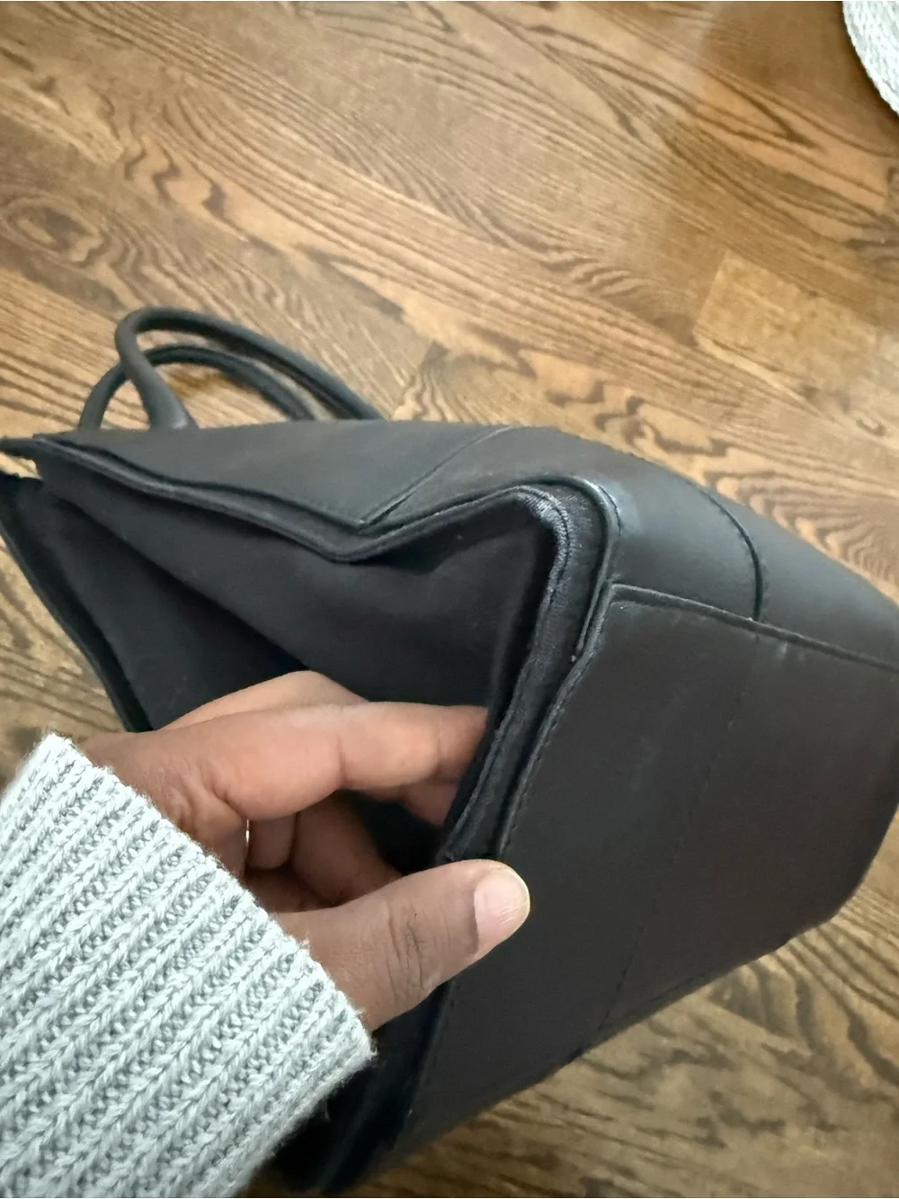 Tory Burch Black Leather Tote with Top Handles